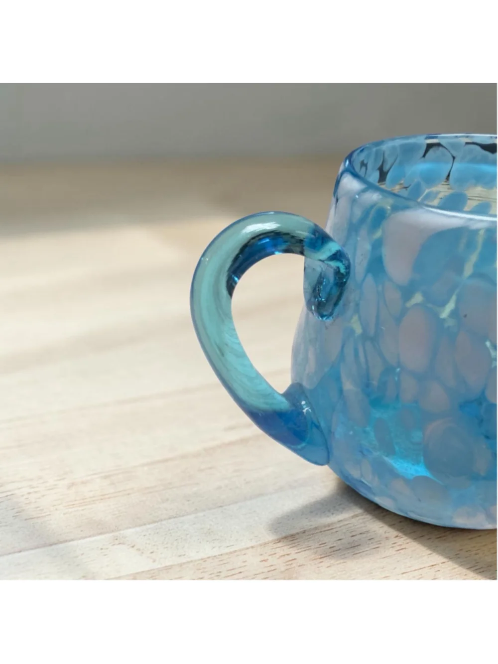 Hand Blown Aqua Blue Art Glass Creamer & Sugar Bowl Set | Studio Glass | Coastal - Picture 7 of 7